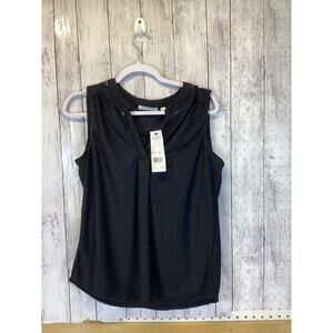 Notations Women’s Black Sleeveless V-Neck Swiss Tunic Top